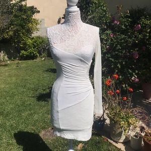 Kardashians bebe white one shoulder mini dress